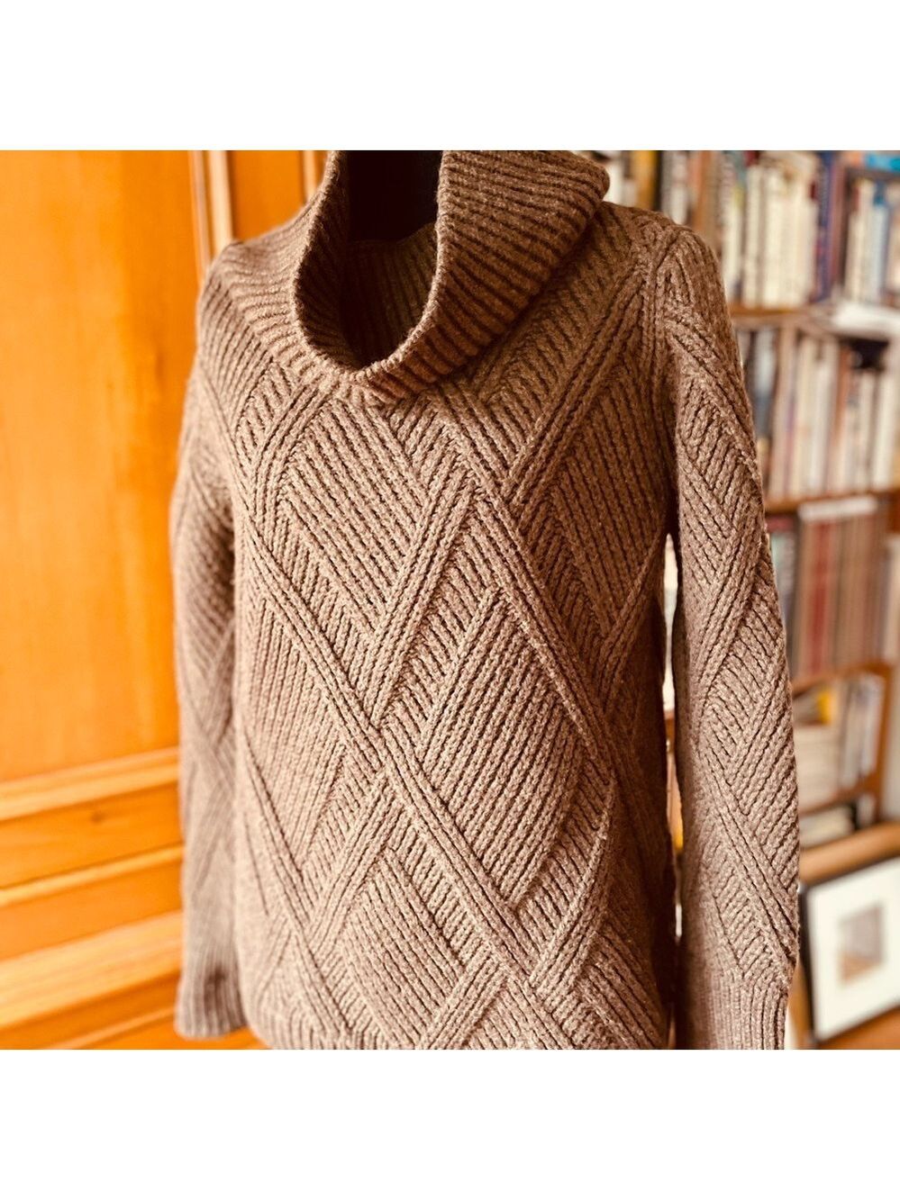 Hermes Elegant Tan Cowl Neck Sweater